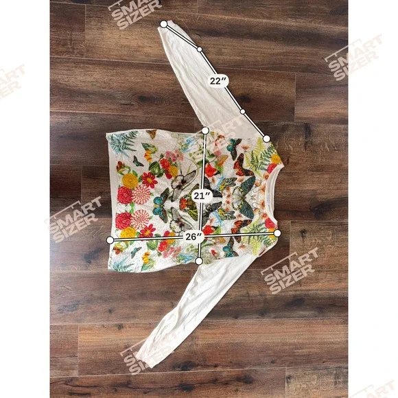 Johnny Was Cashmere Silk Butterfly Floral Print Sweater Cream Size M EUC - Picture 6 of 6